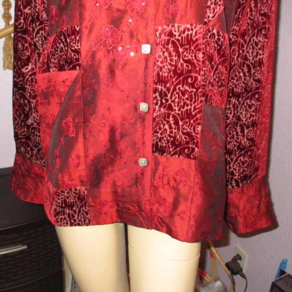 Coldwater Creek Patchwork Damask Button Up Shirt … - image 5